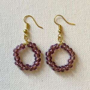 Handmade Recycled Purple Bead Earrings